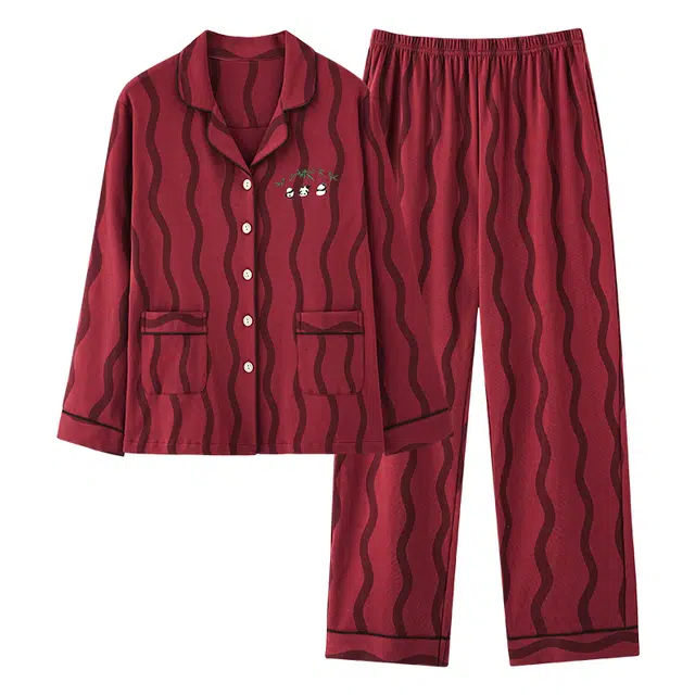 俞兆林 国风卡通开衫舒适条纹休闲长袖长裤家居服可外穿睡衣套装 男女同款