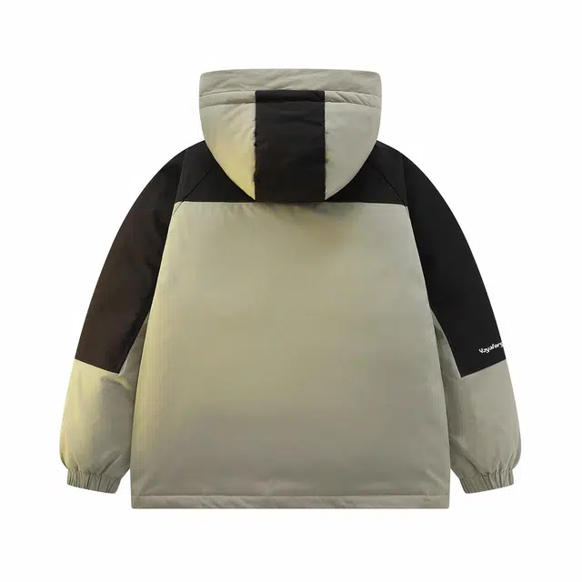 鸭鸭 冰魄系列 简约字母印花设计感青少年新款学生党好物插色户外运动通勤防风保暖抗皱宽松休闲百搭拉链连帽羽绒服 男女同款