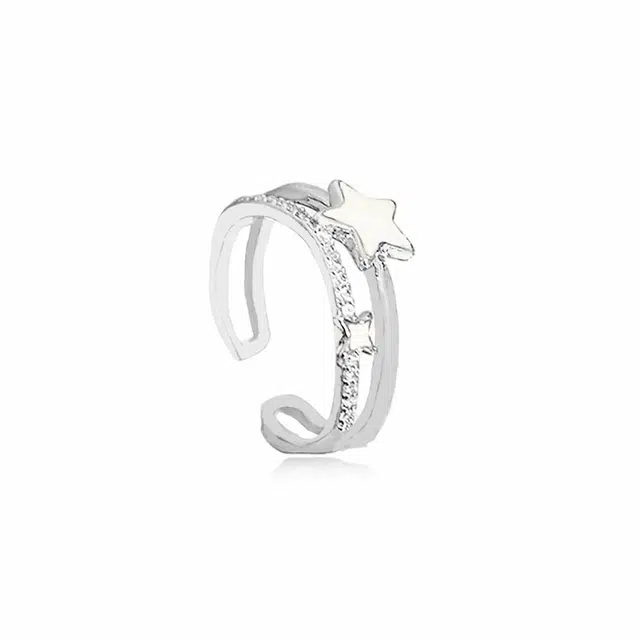 希遇 星辰大海  新中式国朝 轻奢小众 精致高级 日常通勤百搭 不规则形状 星星 合金 锆石 戒指 男女同款情侣款