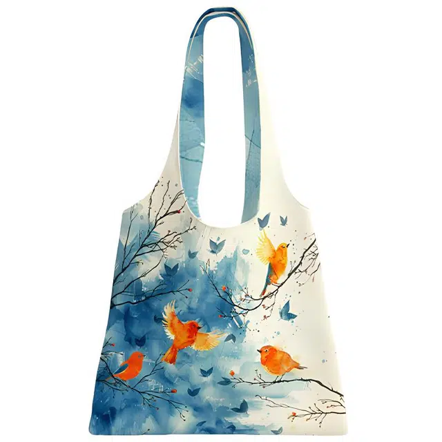 奥松 家用家居托特包高级小众便携上班大容量手拎便携手拎包 绒面科技布 单肩包 常规 男女同款情侣款 飞鸟集