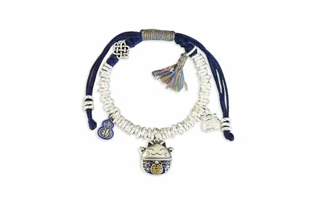 尚银福 招财猫盘缠 吞金兽招财猫藏式盘缠 新中式国风可爱小众碎银几两转运 八方招财财运亨通搞钱要紧好运 合金 手链 女款