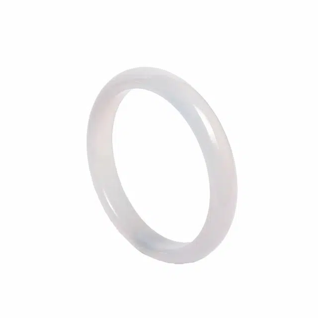 匠锁心玉 青山黛翠玉贵妃镯 新中式国潮古风 清冷优雅 典雅飘花 玉髓 玉石手镯 女款