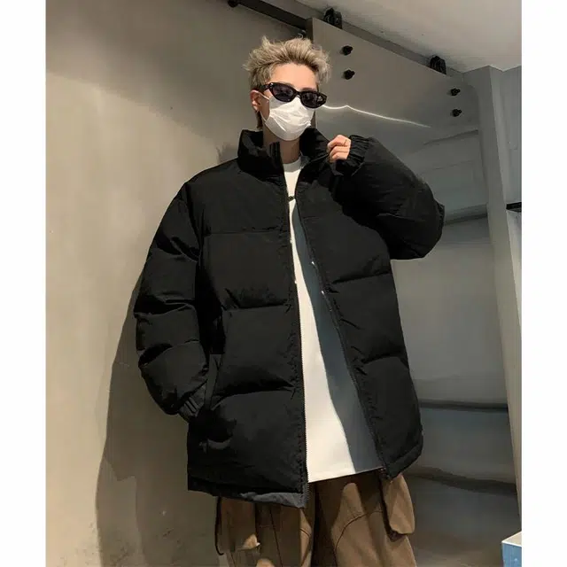 玉儿恋 港风潮牌撞色拼接防风加厚御寒保暖面包服外套痞帅街头户外通勤时尚锁温潮流舒适百搭宽松休闲立领落肩棉服 男女同款