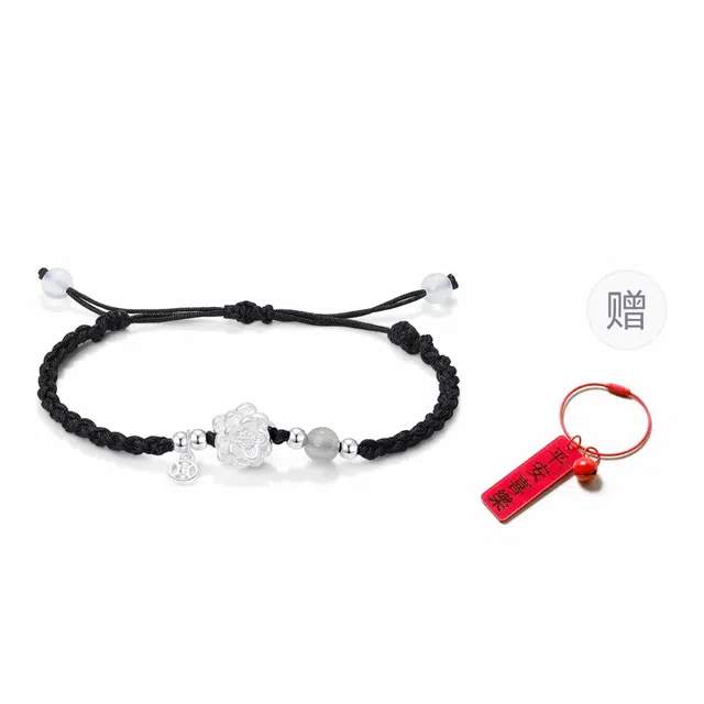 银千惠 新中式有钱花莲花好运莲莲手腕链 国潮钱币八方来财钱包胖胖手绳 小众铜钱转运珠平安纳福首饰 好运 编绳 手链 男女同款情侣款