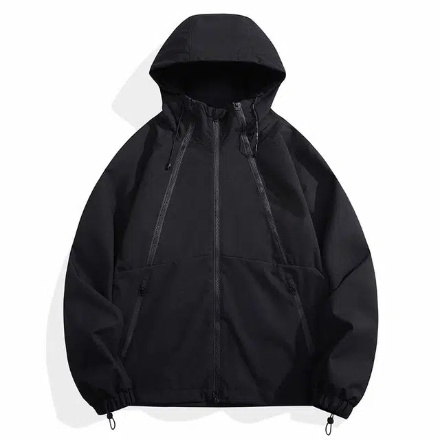 雅鹿  山系户外防风防水连帽外套单层拉链设计城市机能风登山徒步百搭休闲 冲锋衣 男女同款