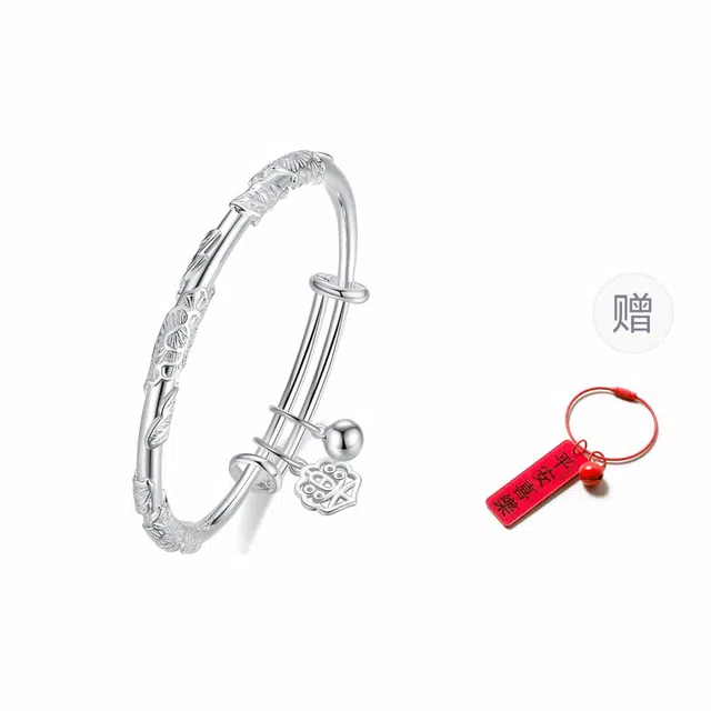 银千惠 新中式繁花似锦花丝浮雕镯子国潮花开富贵铃铛福牌流苏平安喜乐纳福手环好运 小众轻奢高级感复古闺蜜送礼生日可调首饰 手镯 女款