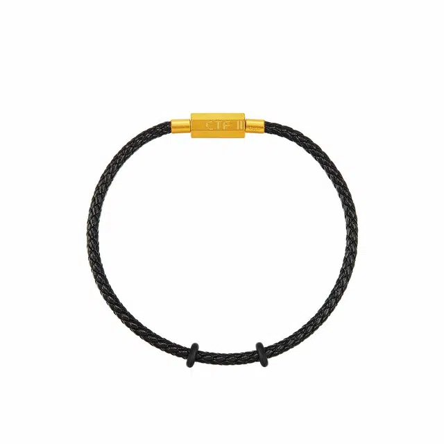 周大福 时尚缤纷钢扣钢丝绳福字扣绳多款 皮绳 首饰配件 男女同款情侣款