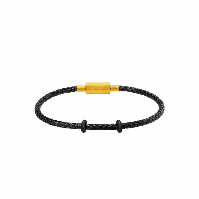 周大福 时尚缤纷钢扣钢丝绳福字扣绳多款 皮绳 首饰配件 男女同款情侣款