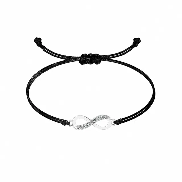 聆听花开 幸运无限符号黑色编织手绳编绳 复古小众设计高级感国潮时尚气质百搭新款可调节 绳 手链 男女同款情侣款