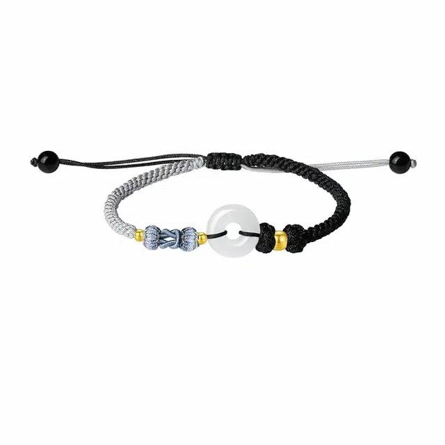 聆听花开 新中式新国风平安扣编织手绳 国潮风藏式民族风小众设计高级感时尚气质编绳高可调节 绳 手链 男女同款情侣款