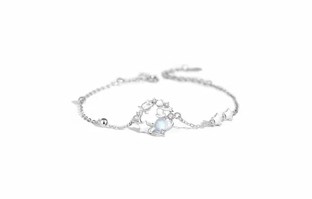 尚银福 小王子玫瑰花轻奢高级感 气质小众设计 梦幻星球五角星星手饰品 手链 女款