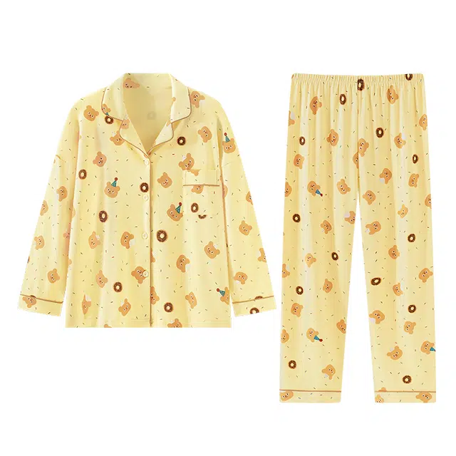 欧诗帛 简约高颜值长袖休闲可外穿甜美睡衣套装 女款 图片色