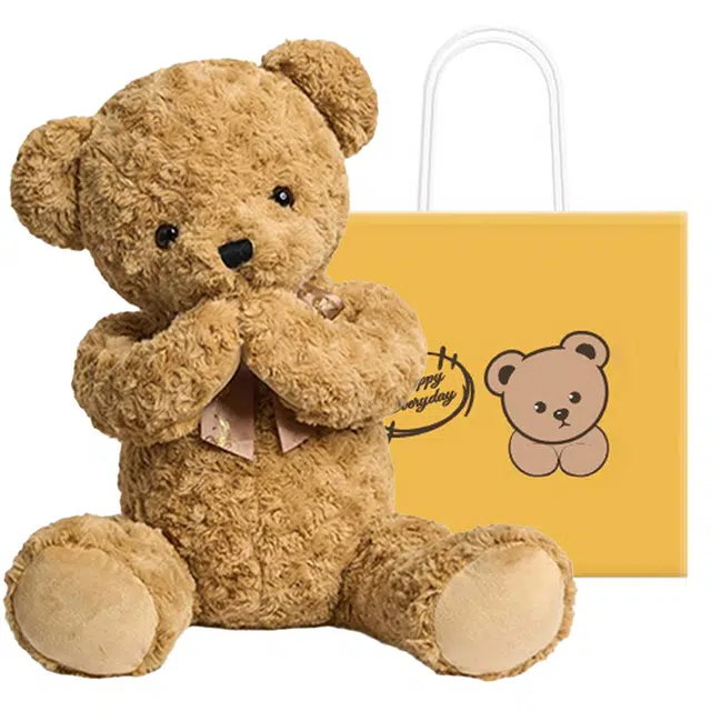 柏文熊 泰迪熊 领结害羞熊 粉色/紫色/卡其色 动物 玩偶 毛绒公仔