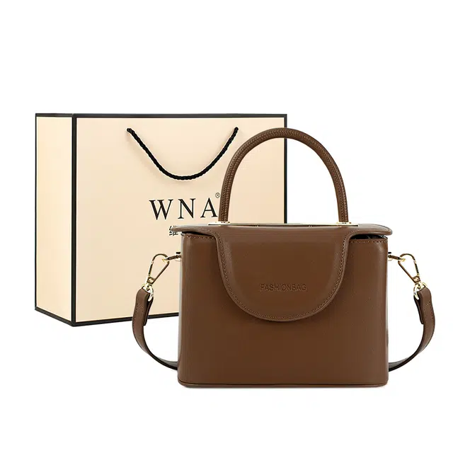 维尼奥 学院风复古简约百搭小方包时尚潮流高级感通勤纯色质感手提包 合成革 单肩斜挎包 常规 女款 咖啡色