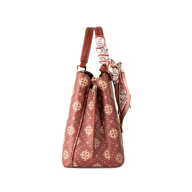 维尼奥 复古印花高级感百搭 合成革 手提包 女款 红色