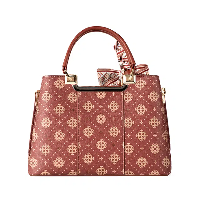 维尼奥 复古印花高级感百搭 合成革 手提包 女款 红色