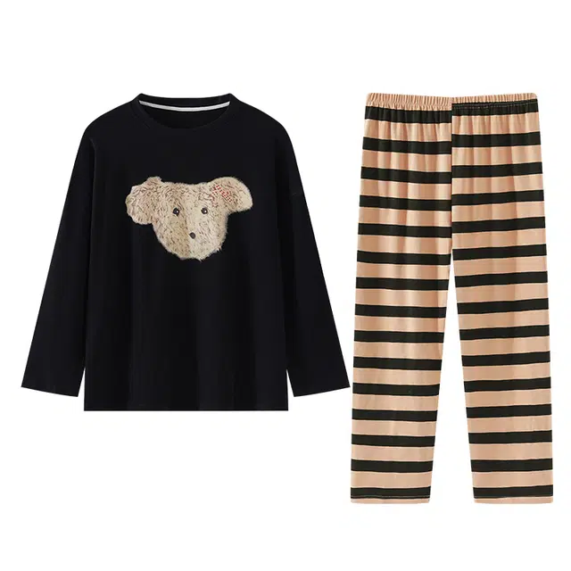 欧诗帛 简约高颜值休闲甜美长袖长裤可外穿睡衣套装 女款 图片色