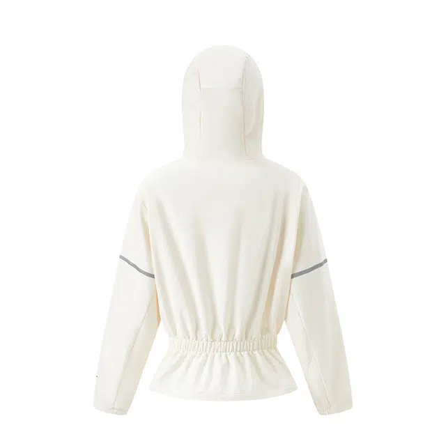 青少年 李宁儿童 综合体能系列 纯色连帽反光防泼水宽松运动风衣 乳白色
