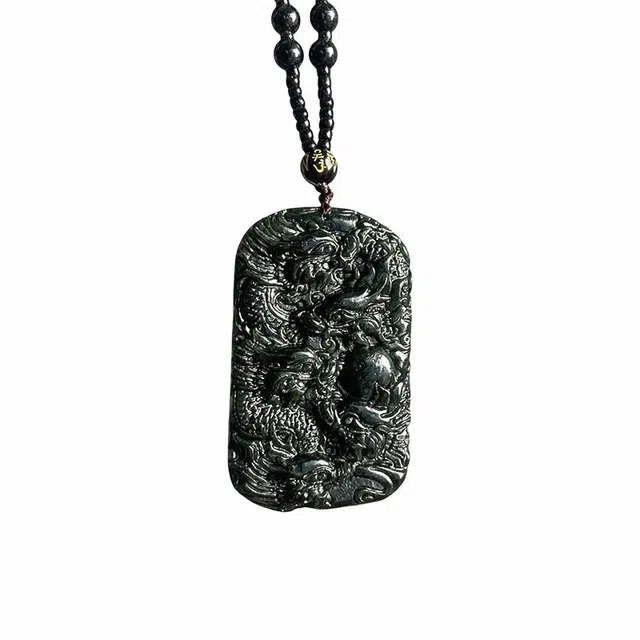 舒杰 中国风九龙护主毛衣链 和田玉 青玉 男女同款情侣款