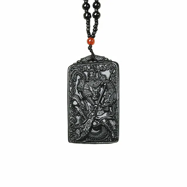 舒杰 中国风招财纳福关公牌 和田玉 青玉 男女同款情侣款