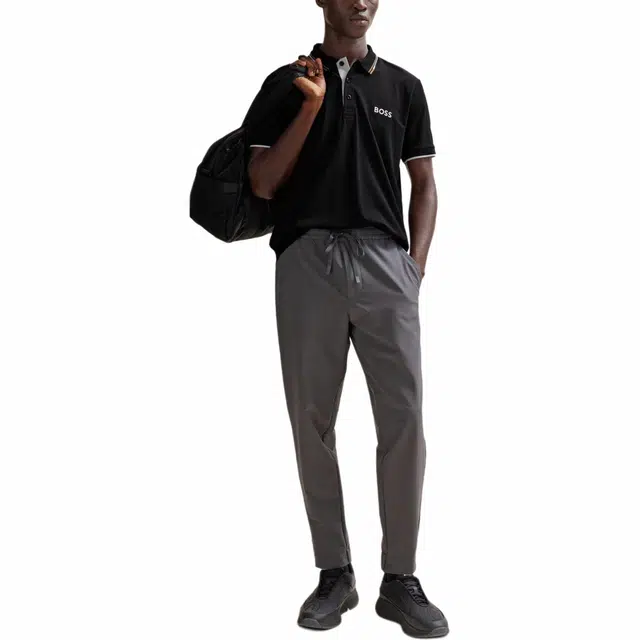 HUGO BOSS SS24 Cotton Blend Polo Shirt With Contrast Logos Polo