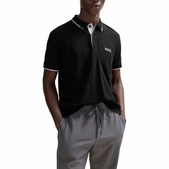 HUGO BOSS SS24 Cotton Blend Polo Shirt With Contrast Logos Polo
