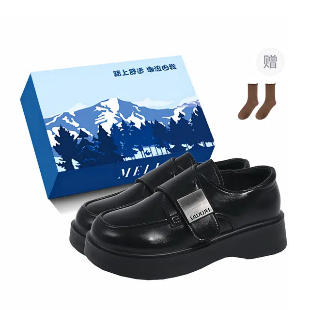 小鹿米利 英伦风百搭厚底气质 女士休闲单鞋 女 黑色