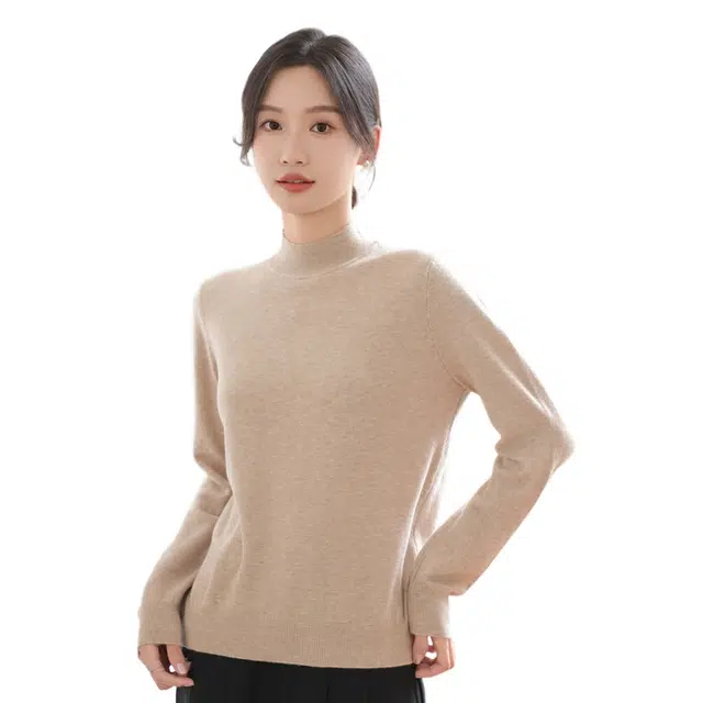 水中花 半高领长袖套头打底衫洋气宽松慵懒风针织衫 女款