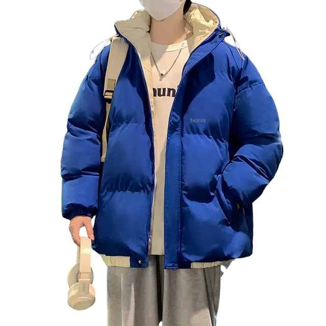 北极绒 厚款撞色面包服学生潮流宽松连帽棉服 男女同款