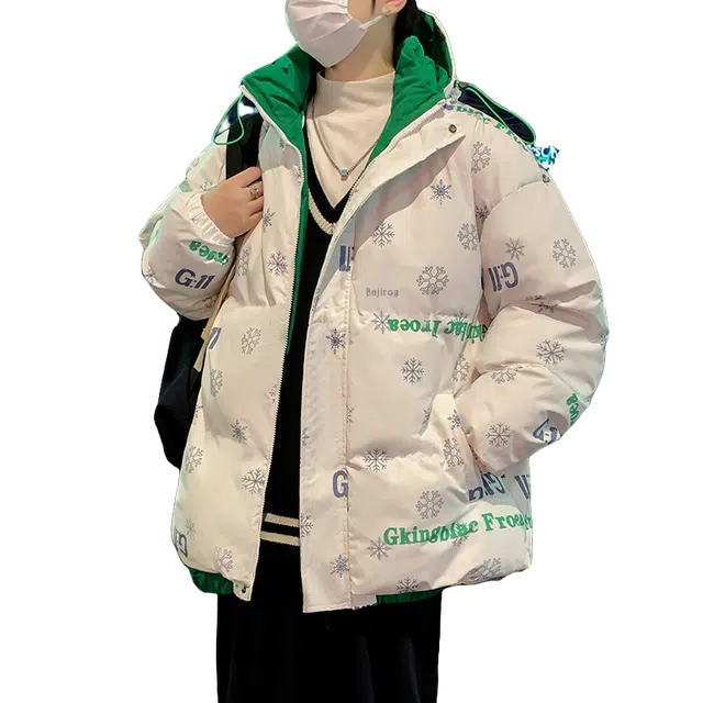 北极绒 厚款撞色面包服学生潮流宽松连帽棉服 男女同款