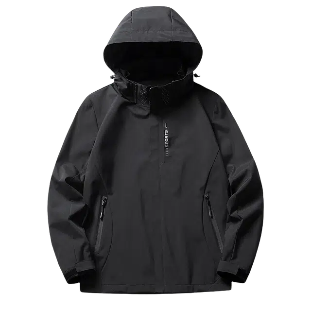 北极绒 单层连帽纯色防水薄款防风三防登山服 男款