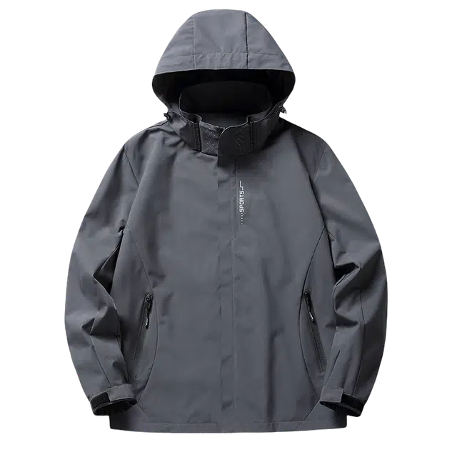 北极绒 单层连帽纯色防水薄款防风三防登山服 男款