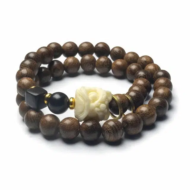 岁月静好 狮来运转复古禅意国潮醒狮民族风纳福 双圈盘玩佛珠小众本命年转运串珠平安喜乐#好运 金丝檀木 手串 男女同款情侣款