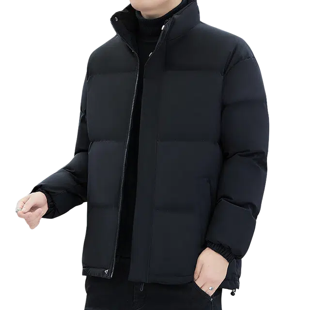 北极绒 立领宽松纯色保暖棉服 男款