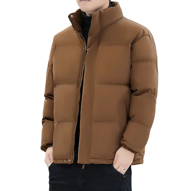 北极绒 立领宽松纯色保暖棉服 男款