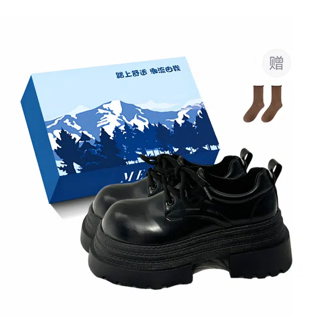 小鹿米利 厚底松糕英伦风擦色复古粗跟 乐福鞋 女