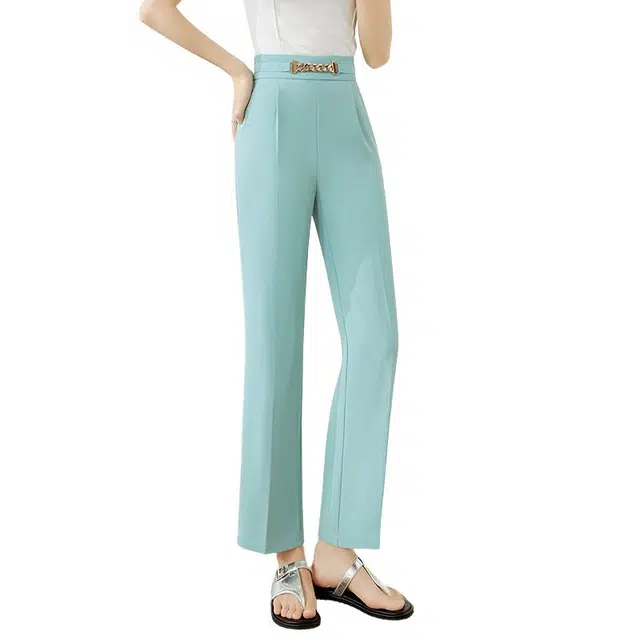 晚白 高腰阔腿休闲裤女 女款 蓝色