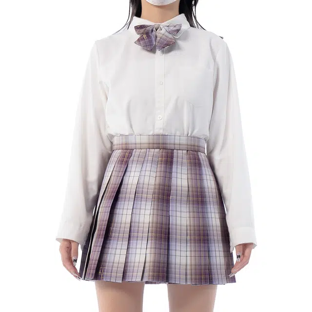 日暮星河 学院风休闲时尚长袖上衣日系百褶裙衬衫套装 女款 枫林尽染