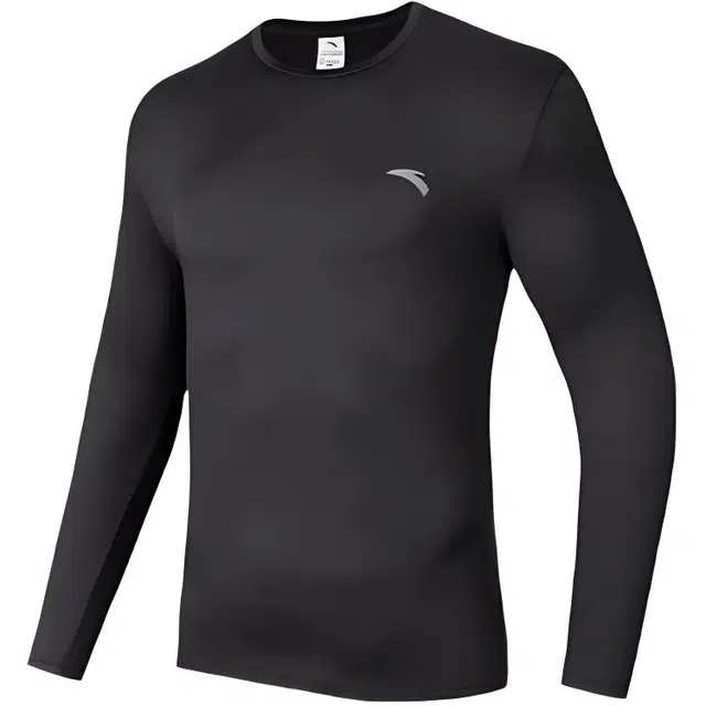 超级安踏 运动休闲简约纯色圆领套头保暖上装 男款 基础黑