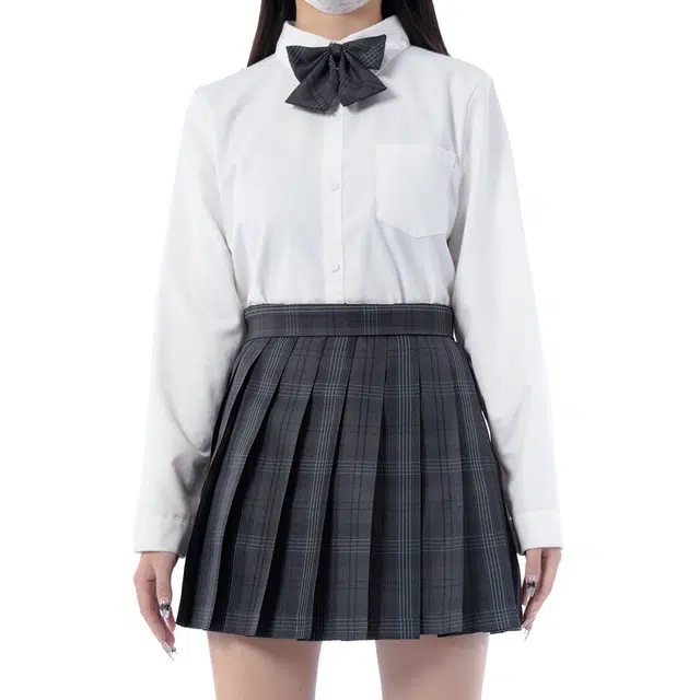 日暮星河 学院风通勤时尚舒适长袖上衣日系百褶裙衬衫套装 女款 津御中