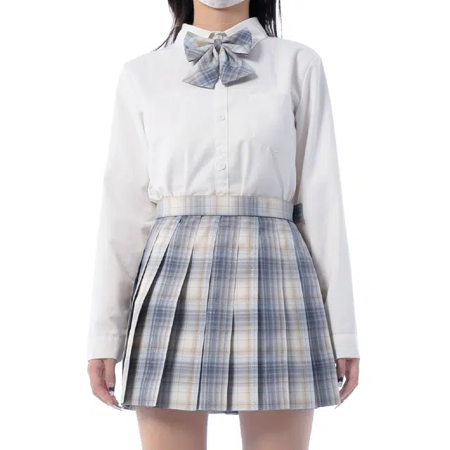 日暮星河 学院风舒适时尚长袖上衣日系百褶裙衬衫套装 女款 星河暮