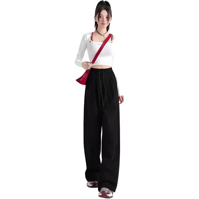 思蓓儿 高腰高级感宽松阔腿裤休闲裤 女款