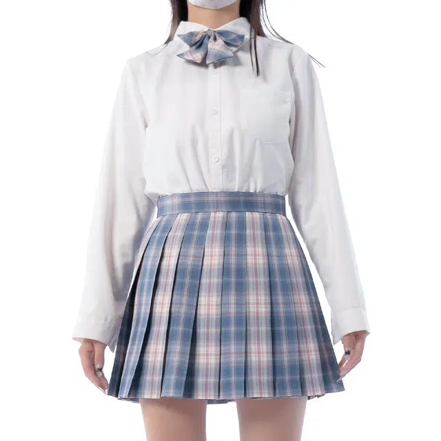 日暮星河 学院风休闲时尚舒适长袖上衣日系百褶裙衬衫套装 女款 云想衣裳