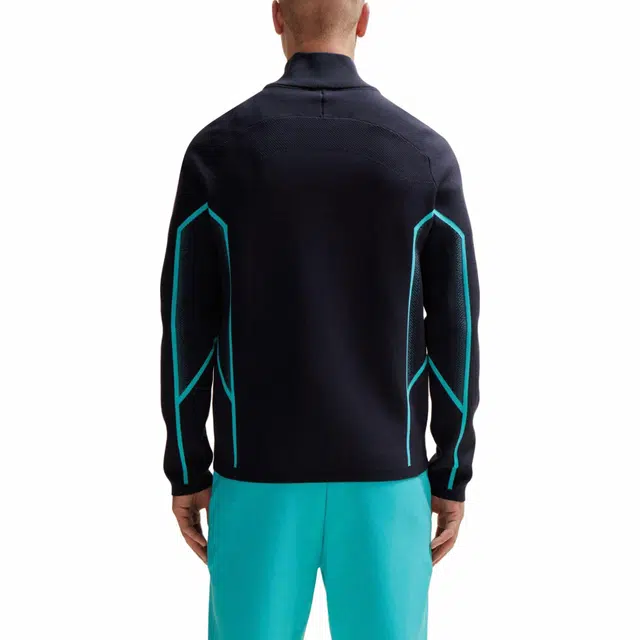 HUGO BOSS Zip-Neck Regular-Fit Sweater With Degrad Jacquard