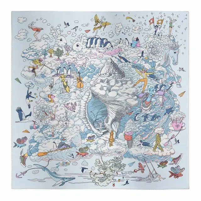 Hermes Silk Scarf Blue