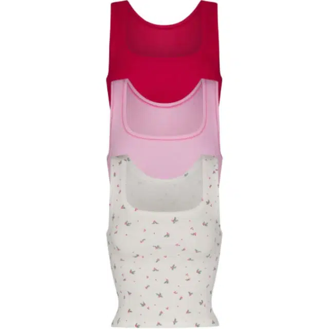 SKIMS COTTON RIB TANK 3-PACK 3 PINK ROSEBUD MULTI
