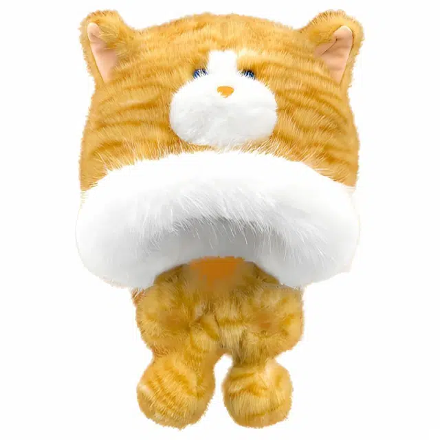 优莲茵 可爱橘猫条纹小猫秋冬保暖防寒护耳加绒百搭套头帽 聚酯纤维 绒线帽 男女同款情侣款
