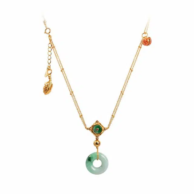 幸囍礼 吉祥如意平安扣  新中式国风祥瑞招财小众设计  轻奢高级氛围感精致温婉优雅 豆种 翡翠项链 男女同款情侣款