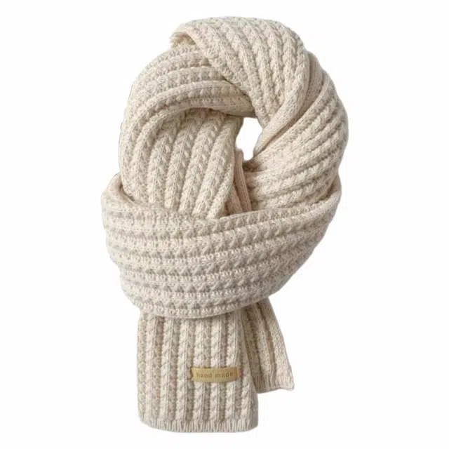 木林森 韩系潮氛围感校园保暖百搭纯色针织毛线 绒线围巾 男女同款情侣款