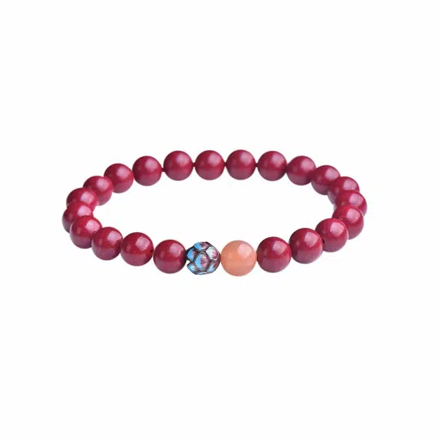 石在行 异域风情 景泰蓝莲花搭配太阳石佛珠转运 平安喜乐 朱砂 手串 女款